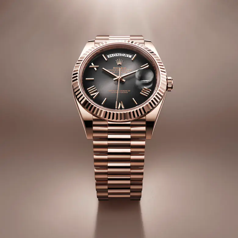 rolex Day-Date    - La lunetta zigrinata è un tratto distintivo degli orologi Rolex. La lunetta zigrinata dell’Oyster aveva in origine una funzione: serviva ad avvitarla alla cassa, contribuendo così a garantire l’impermeabilità dell’orologio. La zigrinatura era, di conseguenza, l’esatta riproduzione di quella del fondello che, per le stesse ragioni, veniva avvitato alla cassa con degli appositi strumenti Rolex. Col tempo la zigrinatura si è trasformata in un elemento estetico, un segno distintivo di Rolex che per questo Day-Date 36 è disponibile in oro.